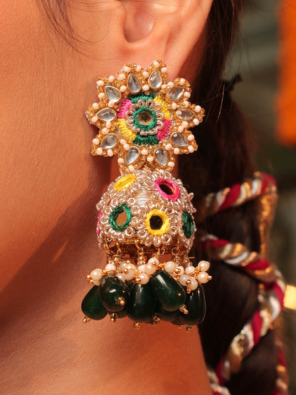 Jugni (Jhumki Earrings, Mathapatti, Choker & Pair of Hathphool Set)