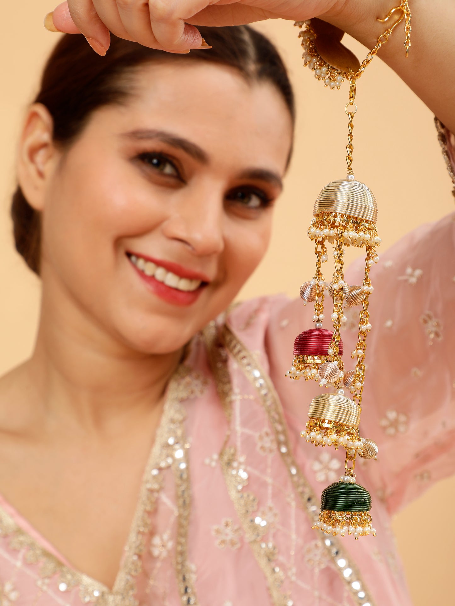 Falguni Green Pair of Metal-Dabka Latkans