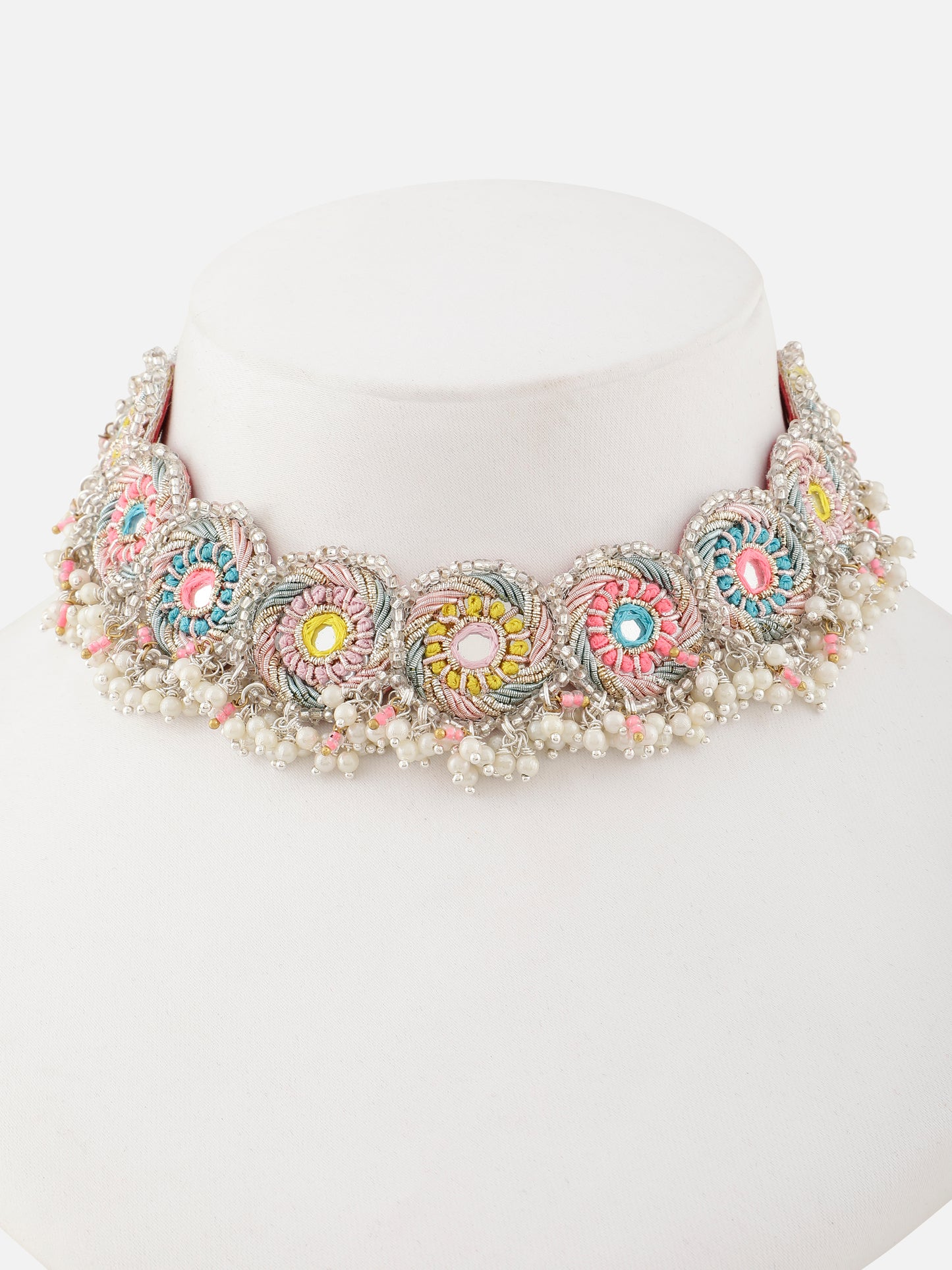Beaming Bud Pink (Earrings, Mathapatti, Sleek Necklace & Pair Of Haathphool)