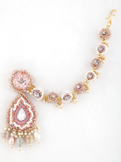 Khoobsurat Pink Earring With Single Layer Earchain