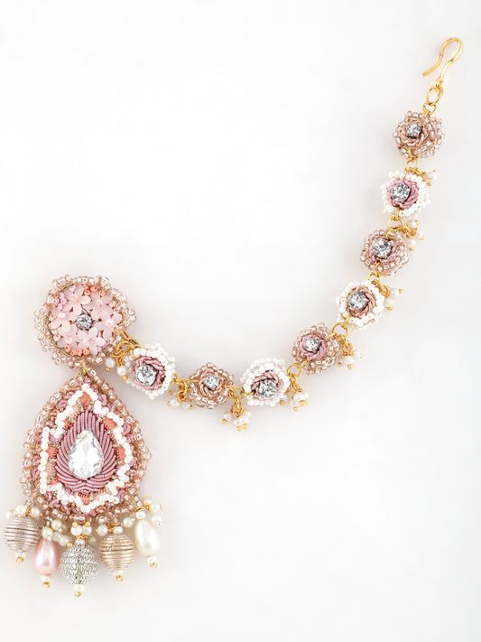 Khoobsurat Pink Earring With Single Layer Earchain