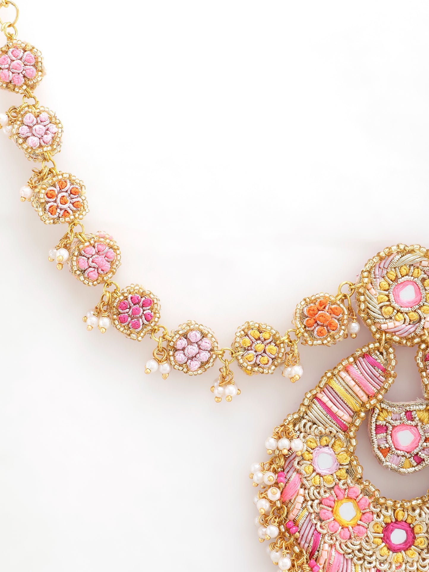 Beaming Bud Orange Earring with Single Layer Earchain