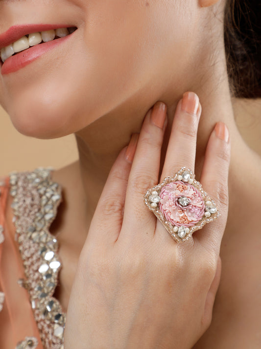 Khoobsurat Pink Diamond Shape Ring