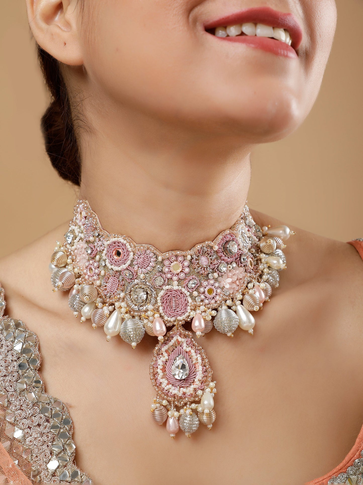 Khoobsurat Pink (Earrings, Mangtikka & Necklace)