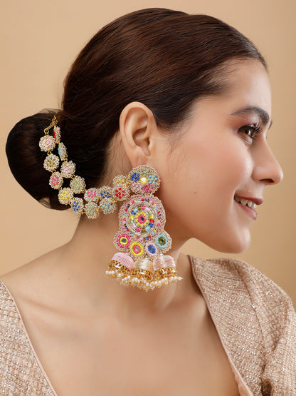 Freya Earrings with Double Layer Earchain
