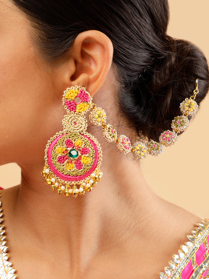 Noor Earrings With Single Layer Earchain