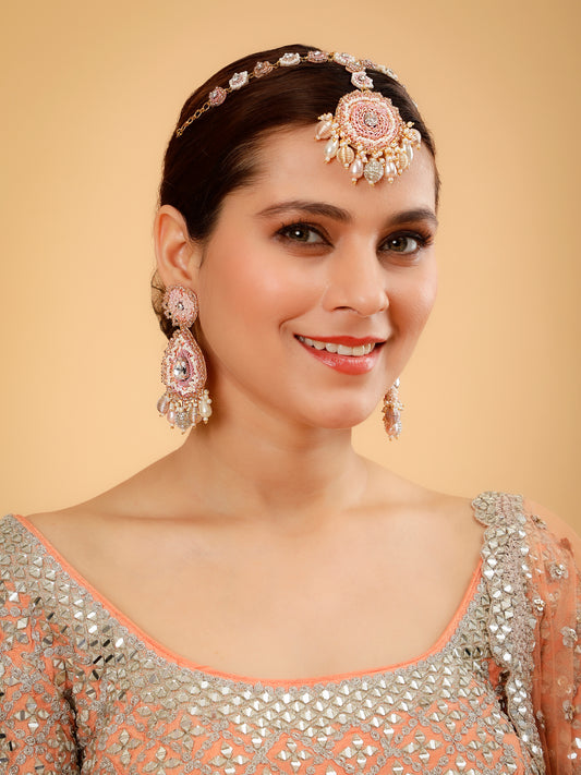 Khoobsurat Pink (Earrings & Mathapatti)
