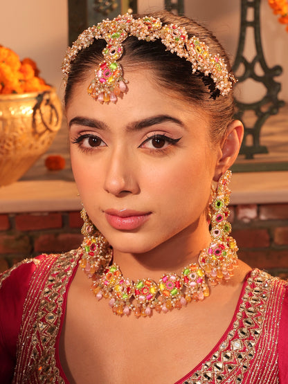 Bahaar (Earrings, Mathapatti & Sleek Necklace)