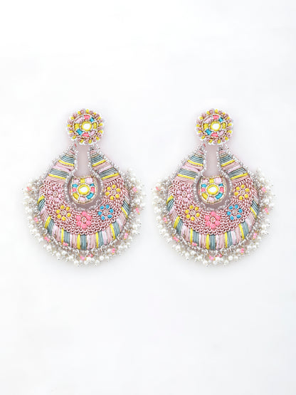 Beaming Bud Pink (Earrings & Mathapatti)