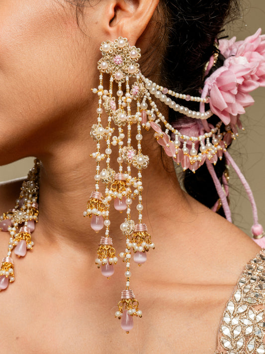 Long Chand Earrings with Earchains