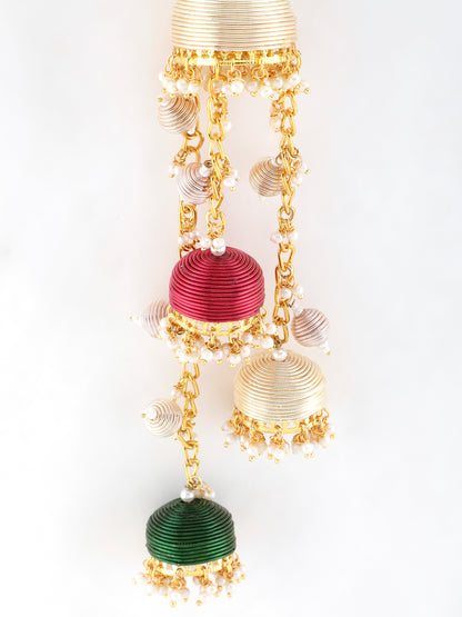 Falguni Green Pair of Metal-Dabka Latkans