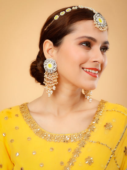 Falguni Yellow (Earrings & Mathapatti)