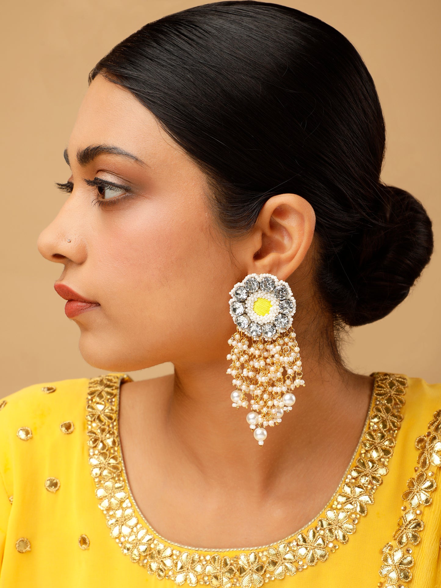 Falguni Yellow (Earrings, Mangtikka & Pair Of Hathphool)