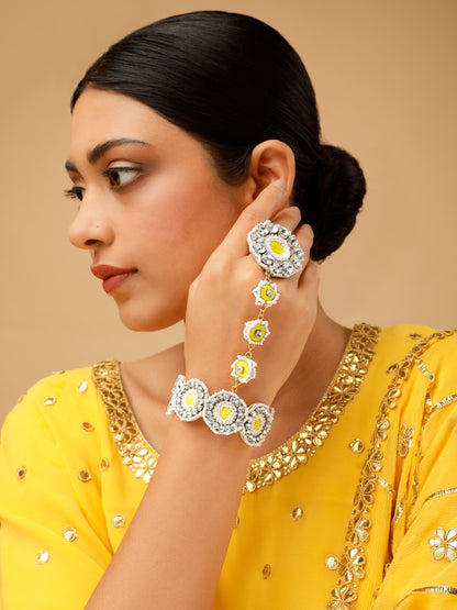 Falguni Yellow (Earrings, Mangtikka & Pair Of Hathphool)