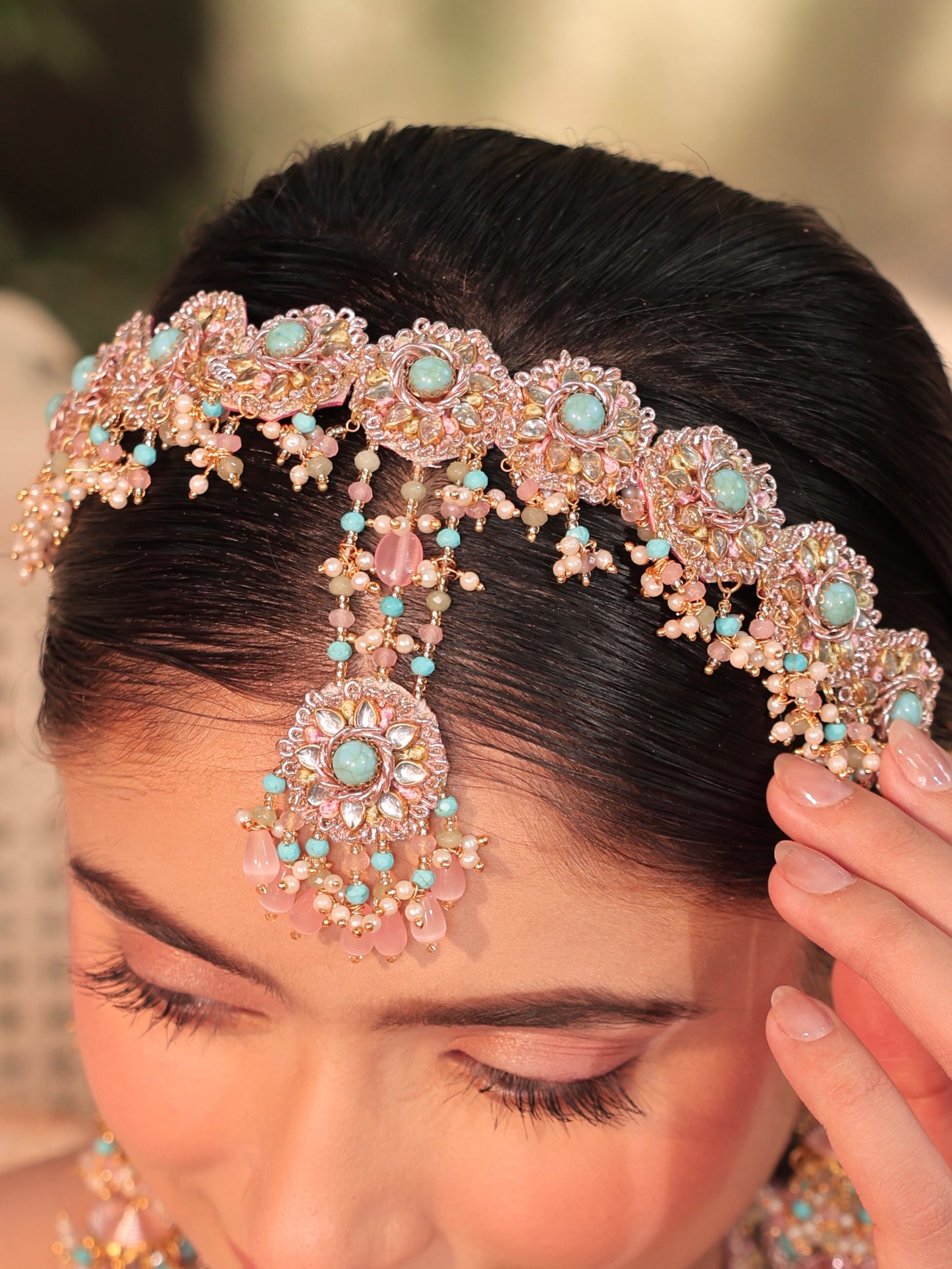 Firoza (Earrings & Mathapatti Set)