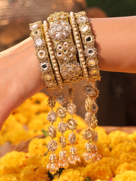Gul Sitara Gold Bangles (Set of 5)