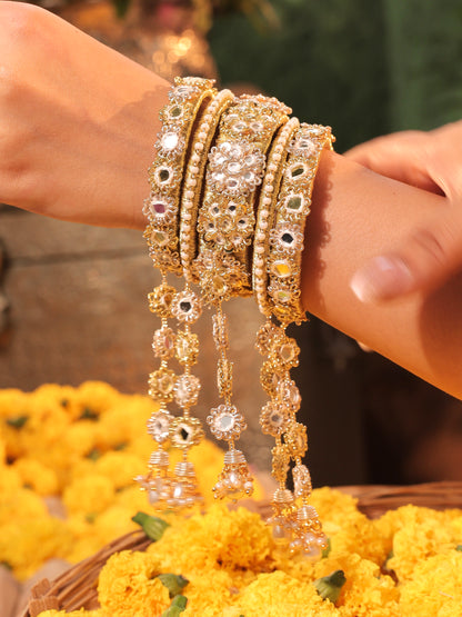 Gul Sitara Gold Bangles (Set of 5)