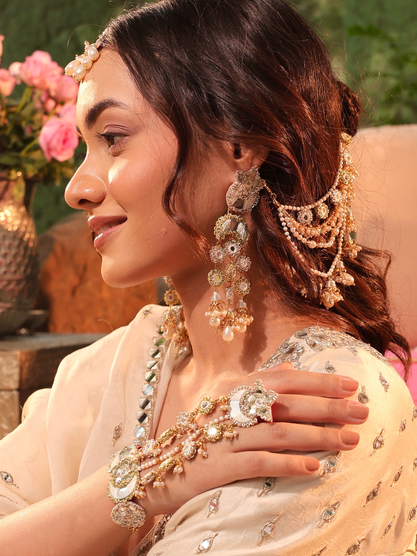 Gul Sitara Gold Earchains