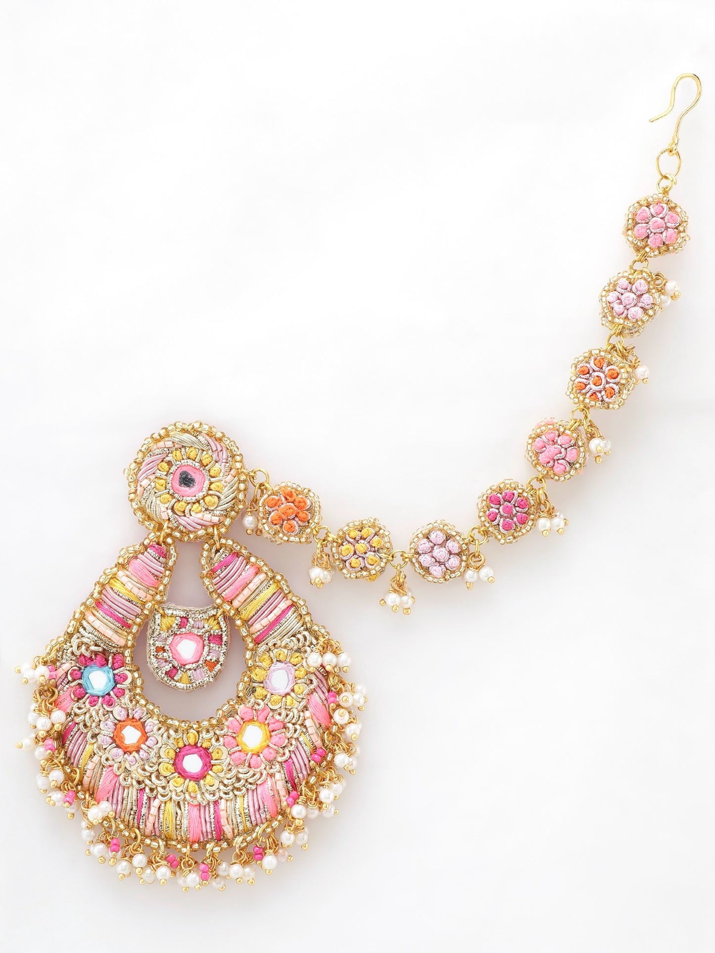 Beaming Bud Orange Earring with Single Layer Earchain