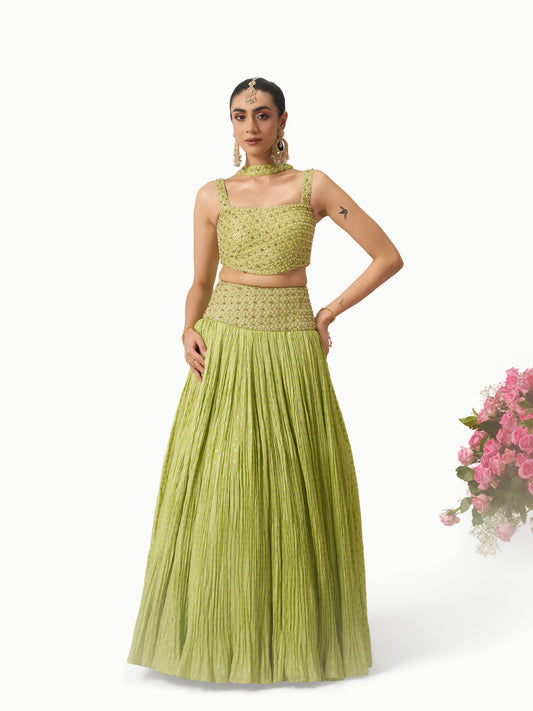 Mehbooba Lehenga Set - Lime Green