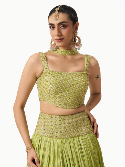 Mehbooba Lehenga Set - Lime Green