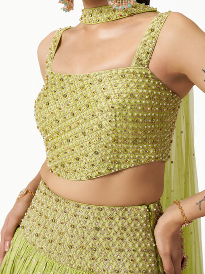 Mehbooba Lehenga Set - Lime Green