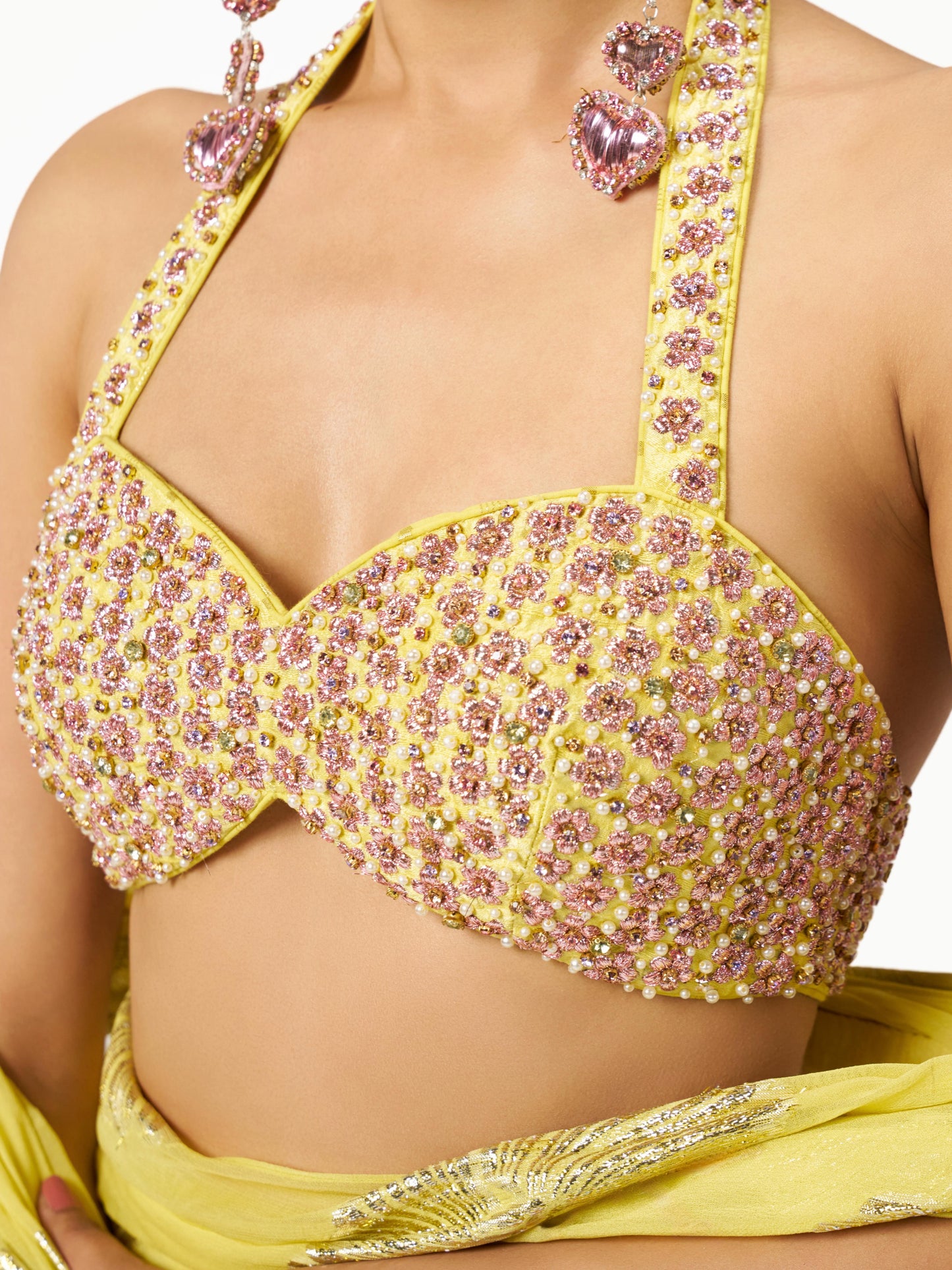 Mehbooba Draped Saree Set - Yellow