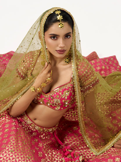 Mehbooba Lehenga Set - Rani Pink