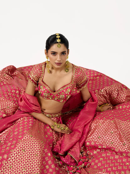 Mehbooba Lehenga Set - Rani Pink