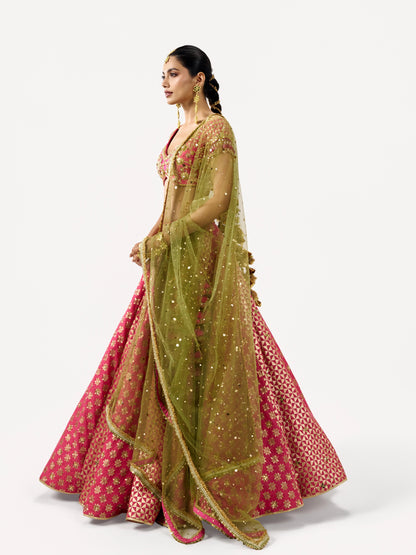 Mehbooba Lehenga Set - Rani Pink
