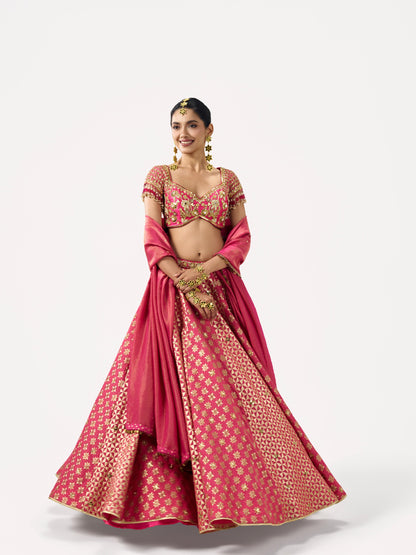 Mehbooba Lehenga Set - Rani Pink