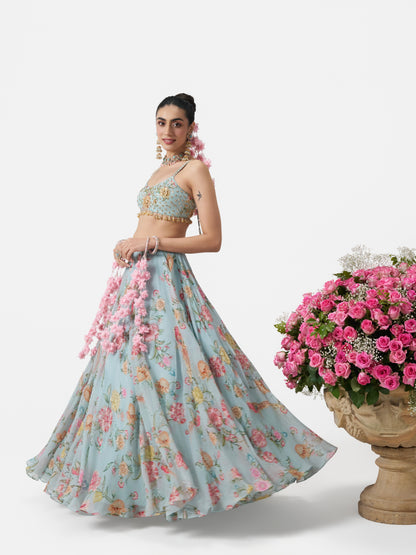 Dilruba Lehenga Set - Blue