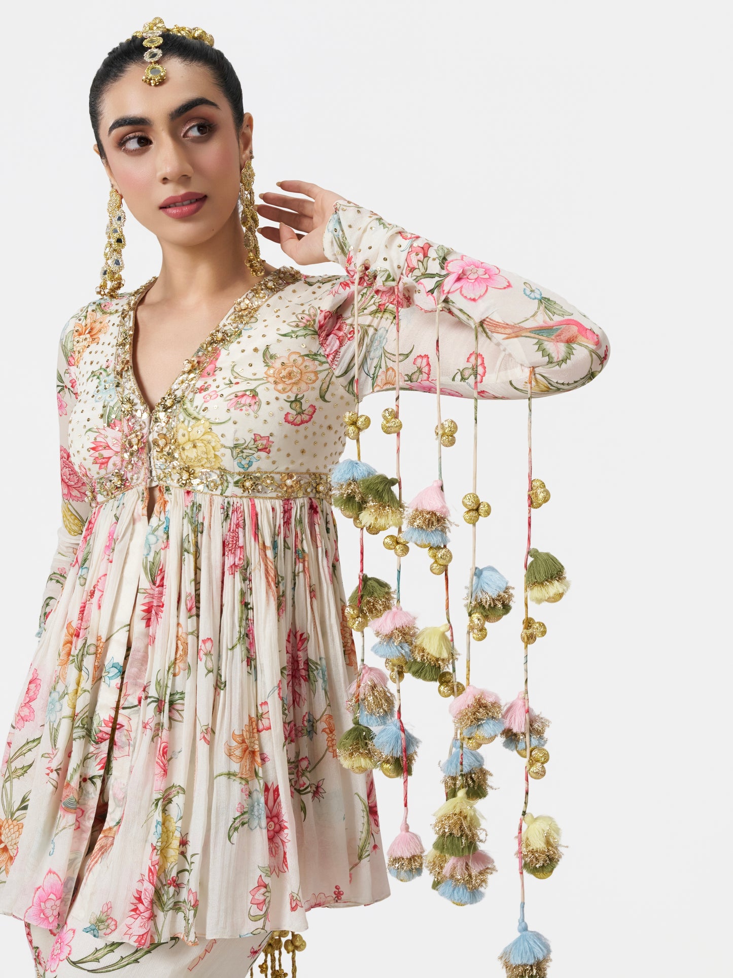 Dilruba Peplum Sharara Set - Ivory