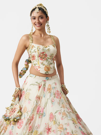 Dilruba Lehenga Set - Ivory