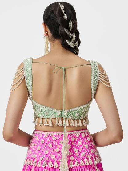 Bandhani Pearl Lehenga Set