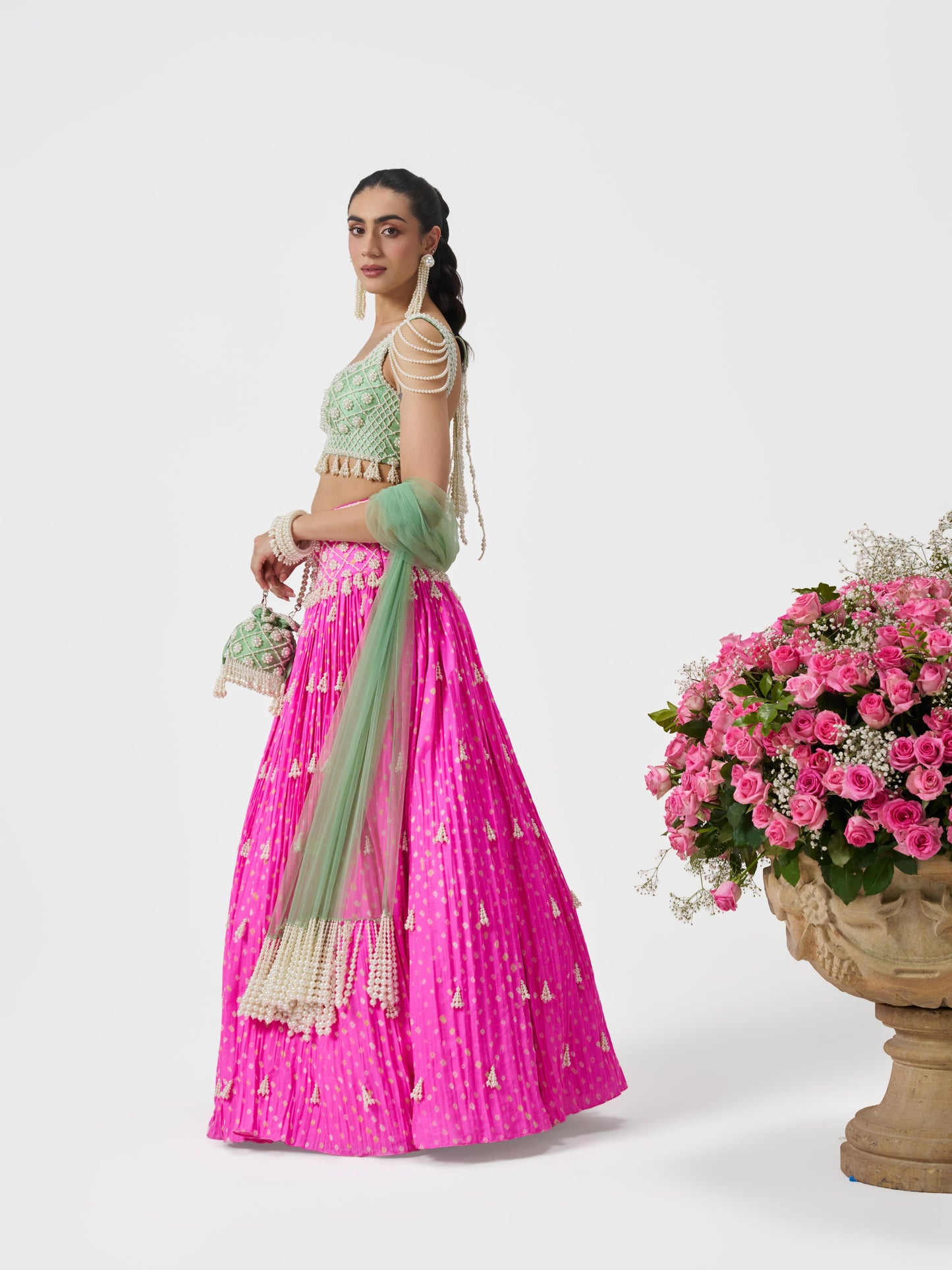 Bandhani Pearl Lehenga Set