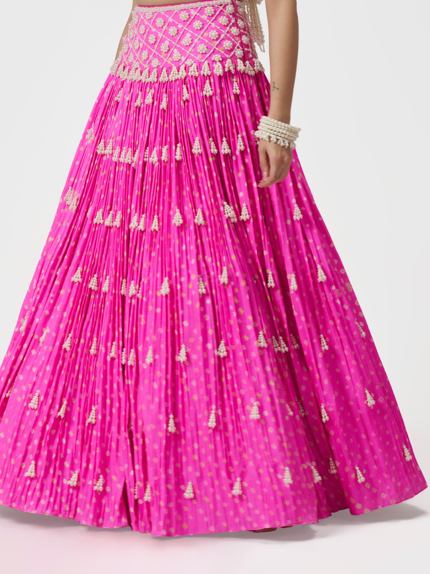Bandhani Pearl Lehenga Set