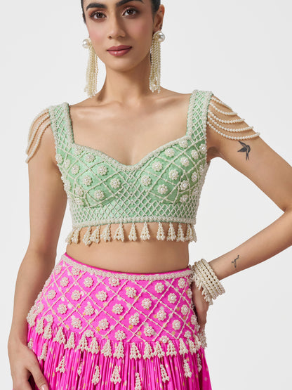 Bandhani Pearl Lehenga Set