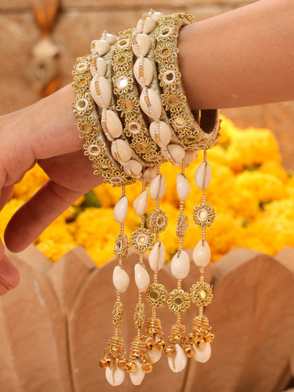 Kaju Katli Cowrie Bangles (Set of 5)