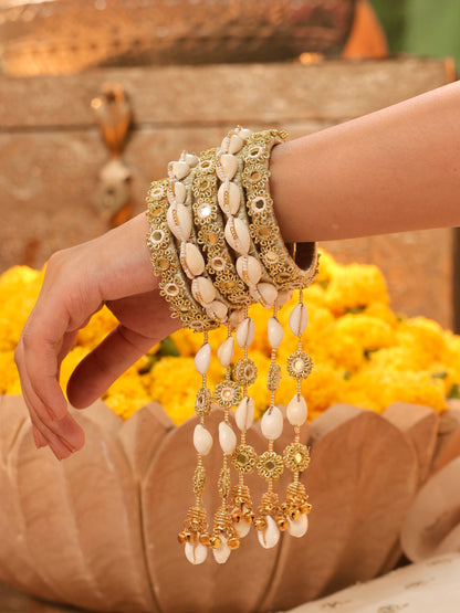 Kaju Katli Cowrie Bangles (Set of 5)