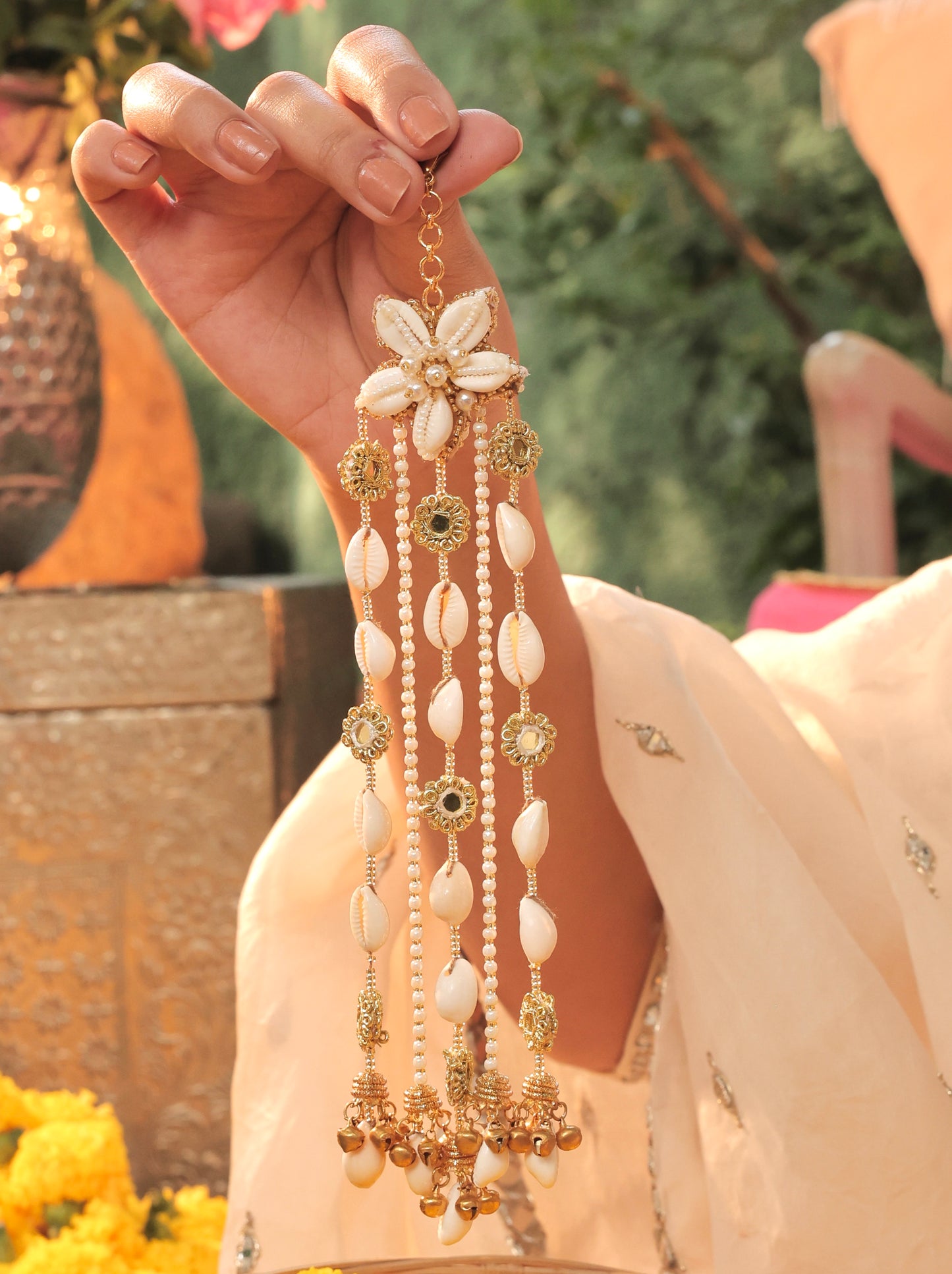 Kaju Katli Cowrie Pair of Embroidered Latkans