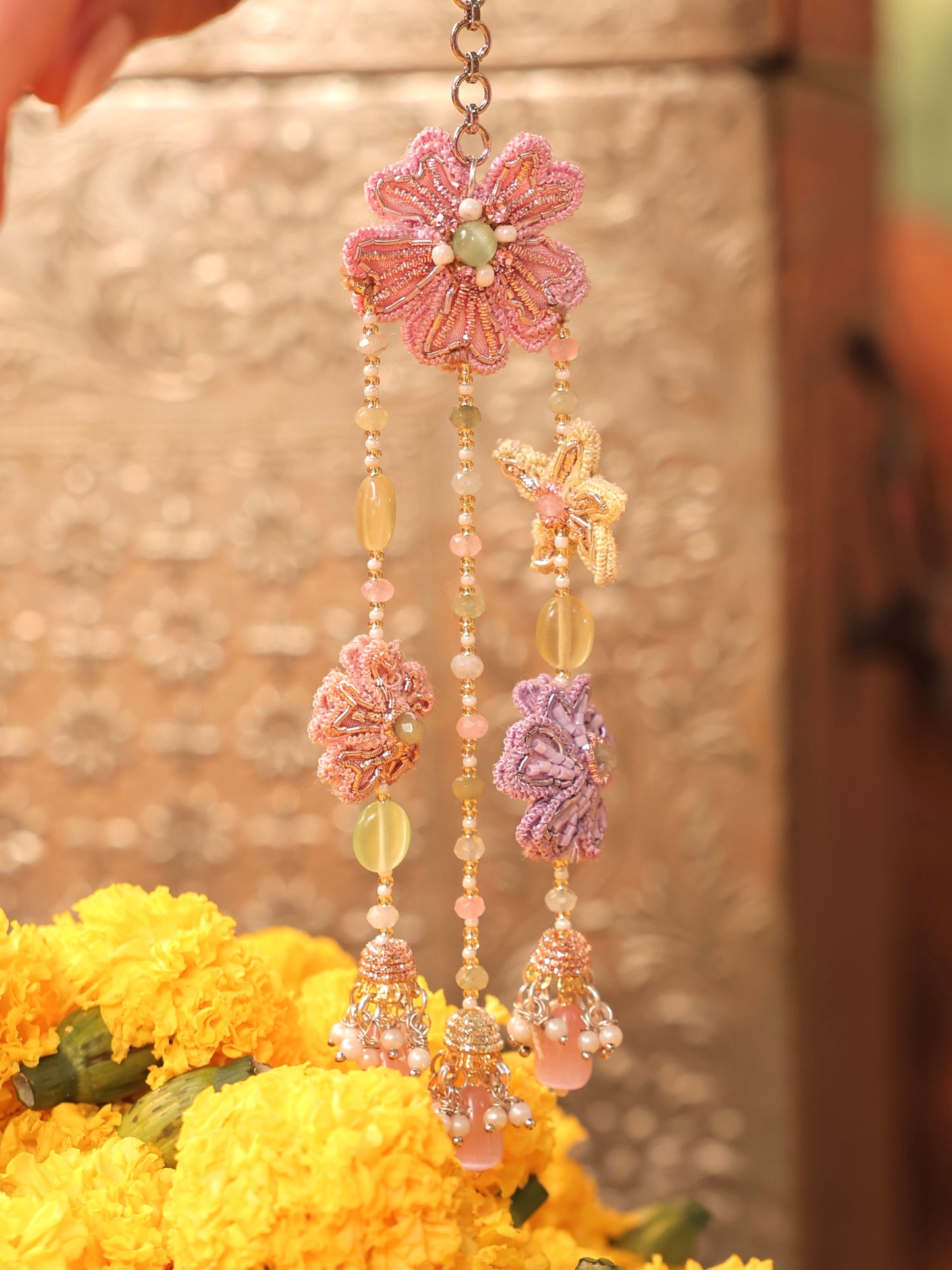 Floral Pixie Pair of Embroidered Latkans