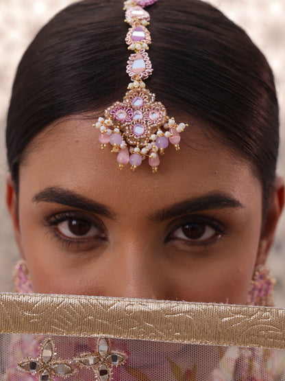 Ishq Lilac (2 Tier Earrings, Mangtikka & Necklace with Drops)