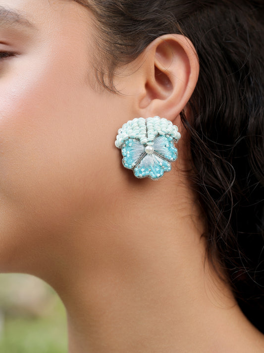 Pansy Love Earrings - Blue