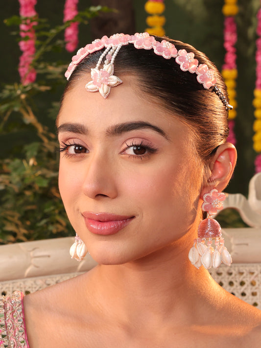 Rose Cowrie (Jhumki & Mathapatti Set)