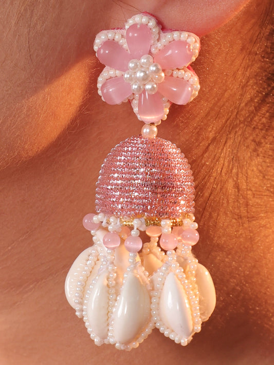 Rose Cowrie Jhumki Earrings
