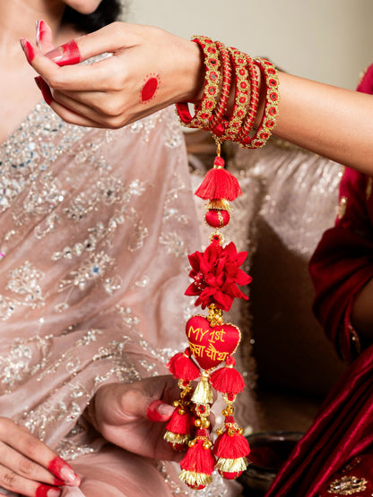 Sindoor Bangle Set with My First Karwa Chauth Latkan (Single Hand)