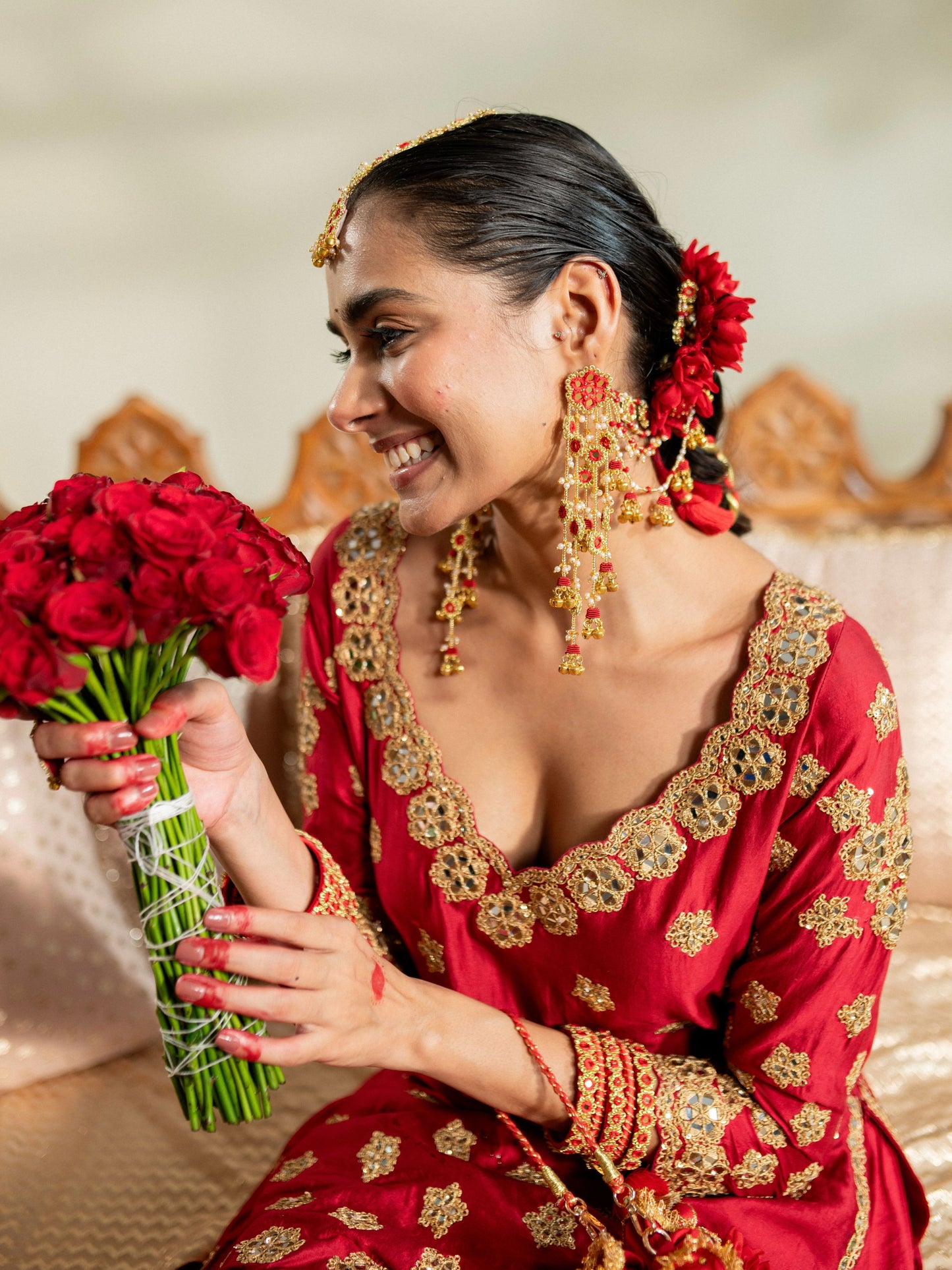 Sindoor Long Earrings with Earchains