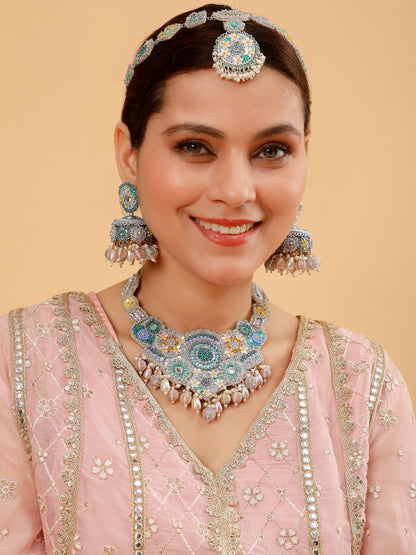Stardust (Earrings, Mathapatti & Necklace)
