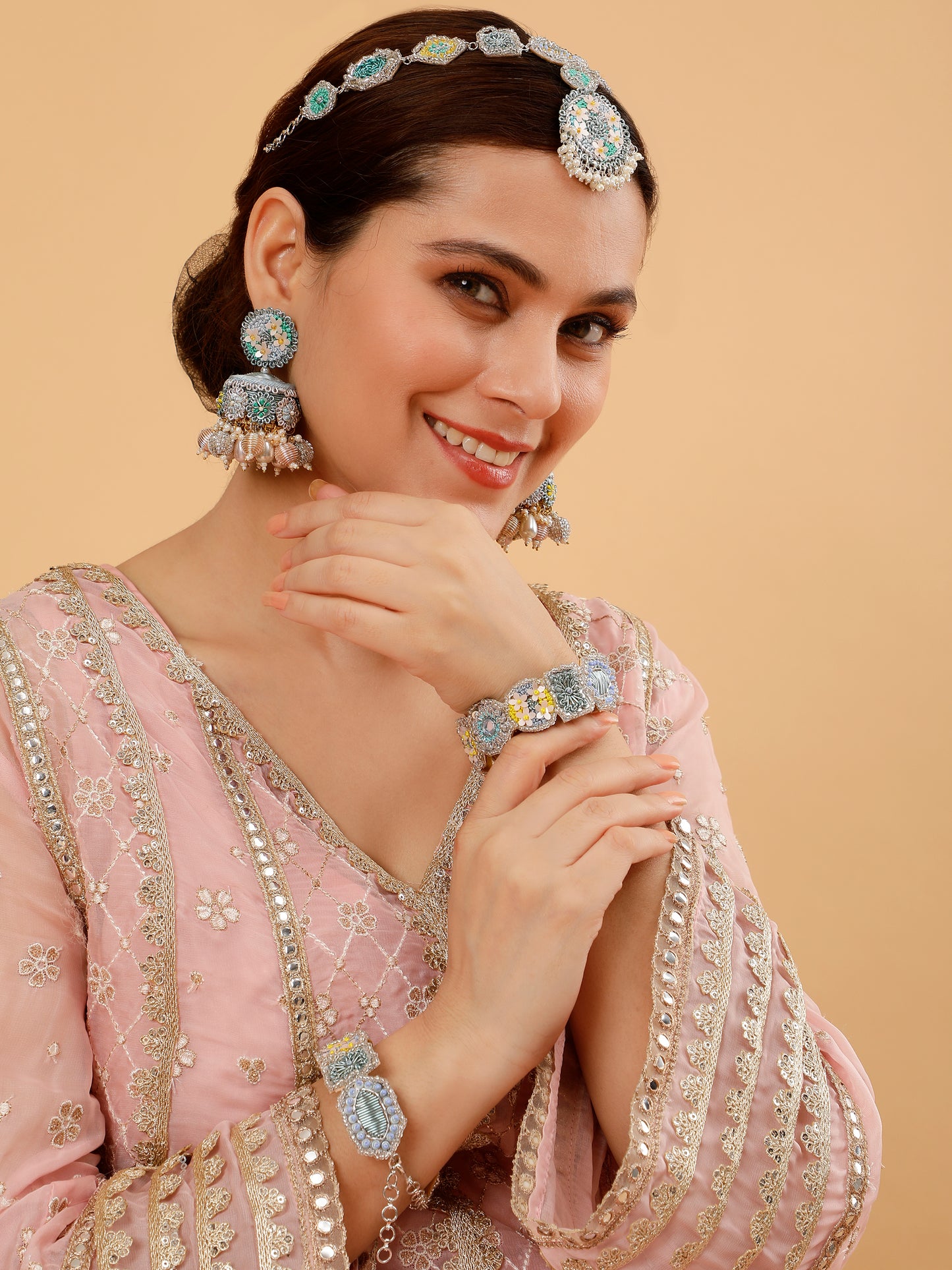 Stardust (Earrings, Mathapatti, & Pair of Bracelets)